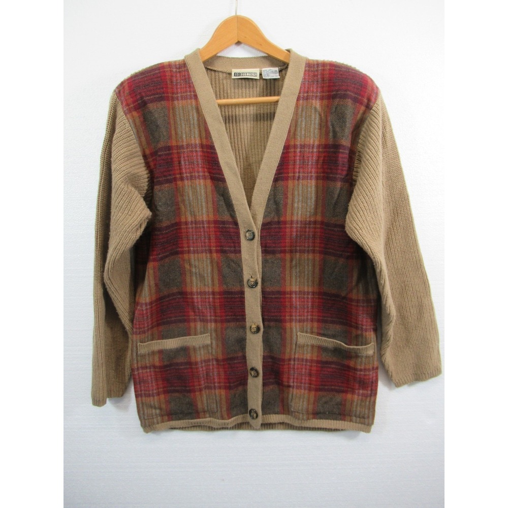 Vintage 90s Russ Wool Blend Grandpa Cardigan Sweater Women Small Oversized